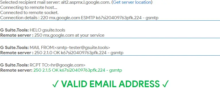 Transaction SMTP du vérificateur d'e-mail